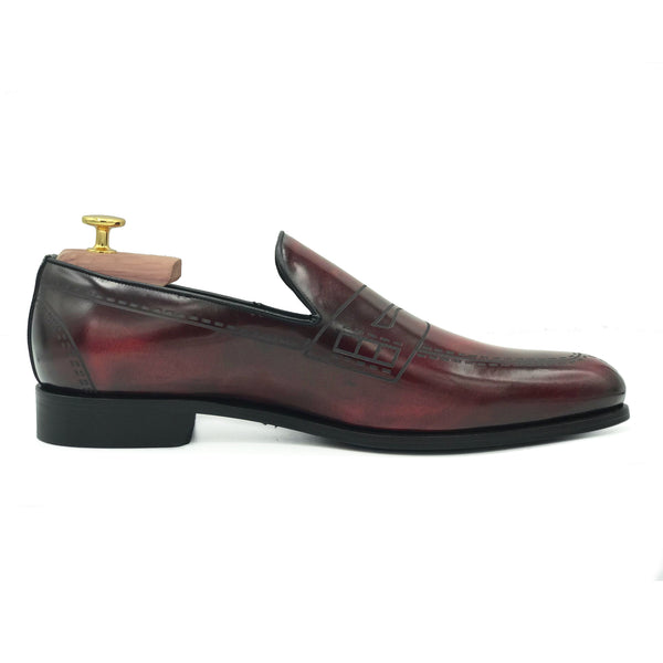 Madrid I Mocassini da uomo in pelle abrasivata bordeaux scarpe classiche di Virgilio 02