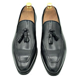 Mocassini con nappine in pelle nera di virgilio shoes 03