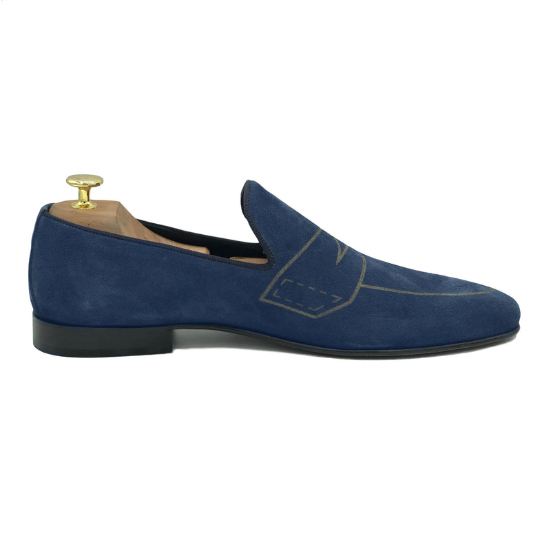 Penny Loafers in pelle scamosciata blu di virgilio shoes 2