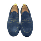 Penny Loafers in pelle scamosciata blu di virgilio shoes 3