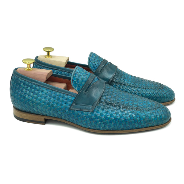 Portofino II Mocassini da uomo in pelle intrecciata blu oceano scarpe di Virgilio 01